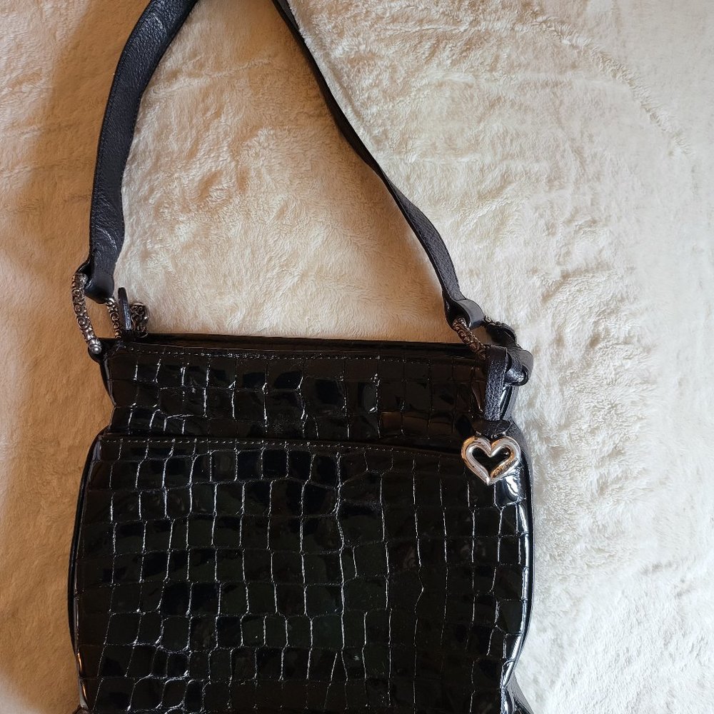 Brighton Black Leather Organizer Handbag